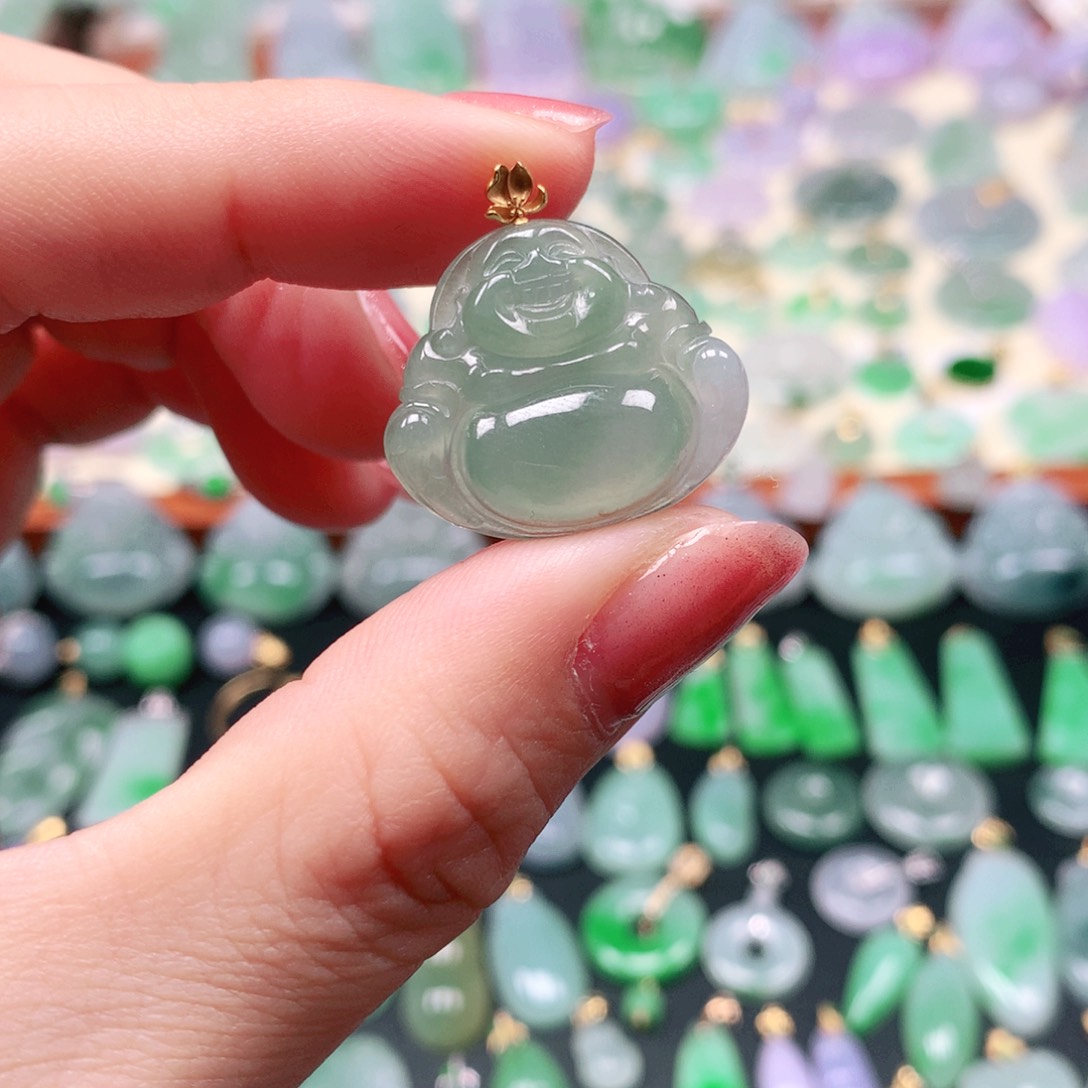 吊坠(不含链)18K金镶嵌翡翠