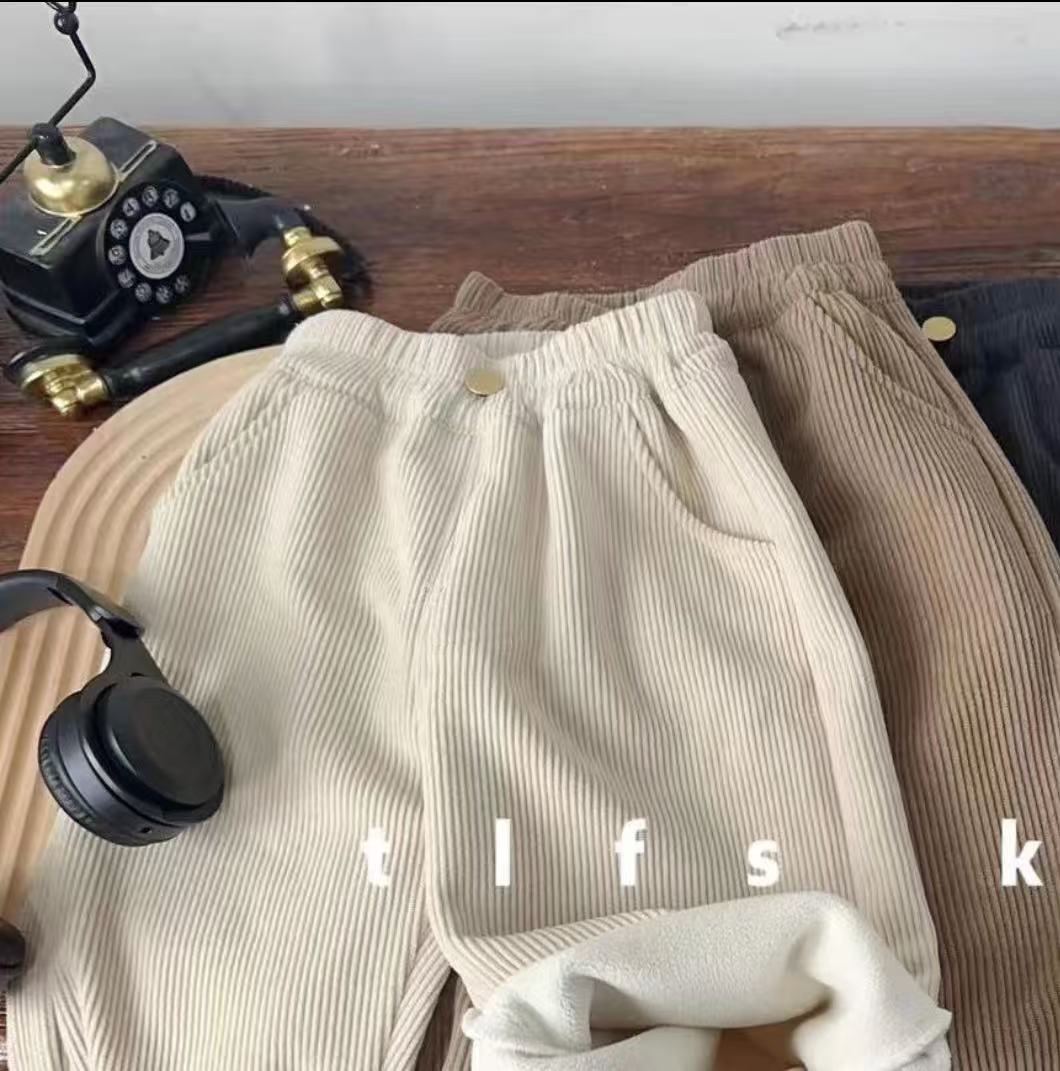 【三色灯芯绒加绒休闲裤】秋冬男宝女宝加绒长裤儿童百搭宽松