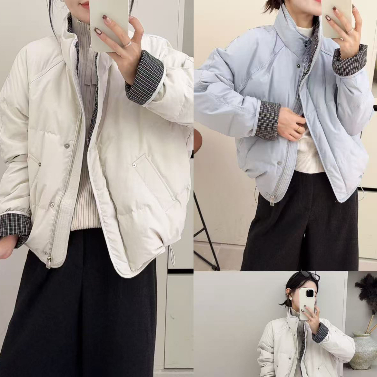 【遇见】立领格子拼接休闲羽绒服