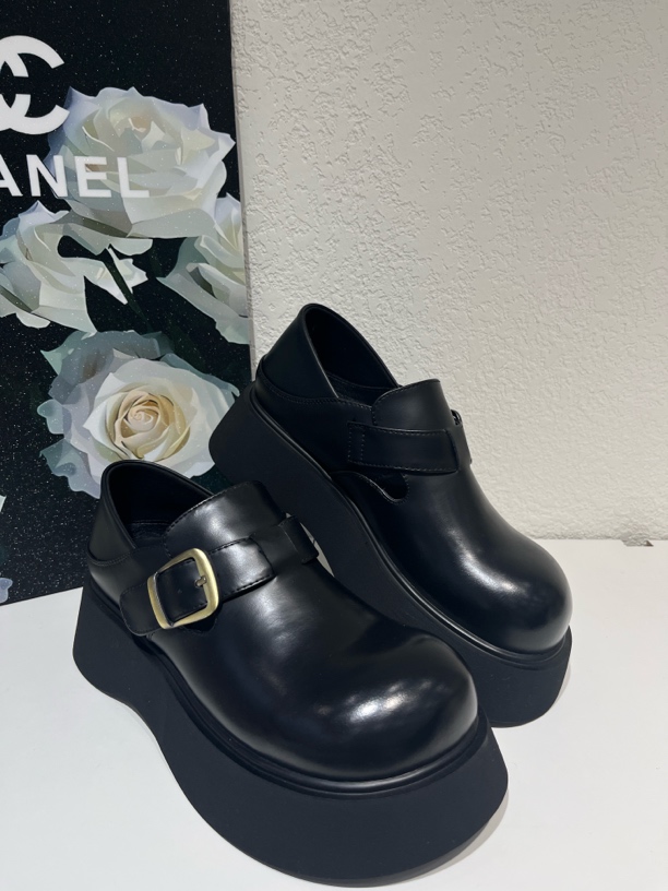 2025早春新款英伦风时尚乐福鞋百搭休闲鞋厚底增高脚踩两穿