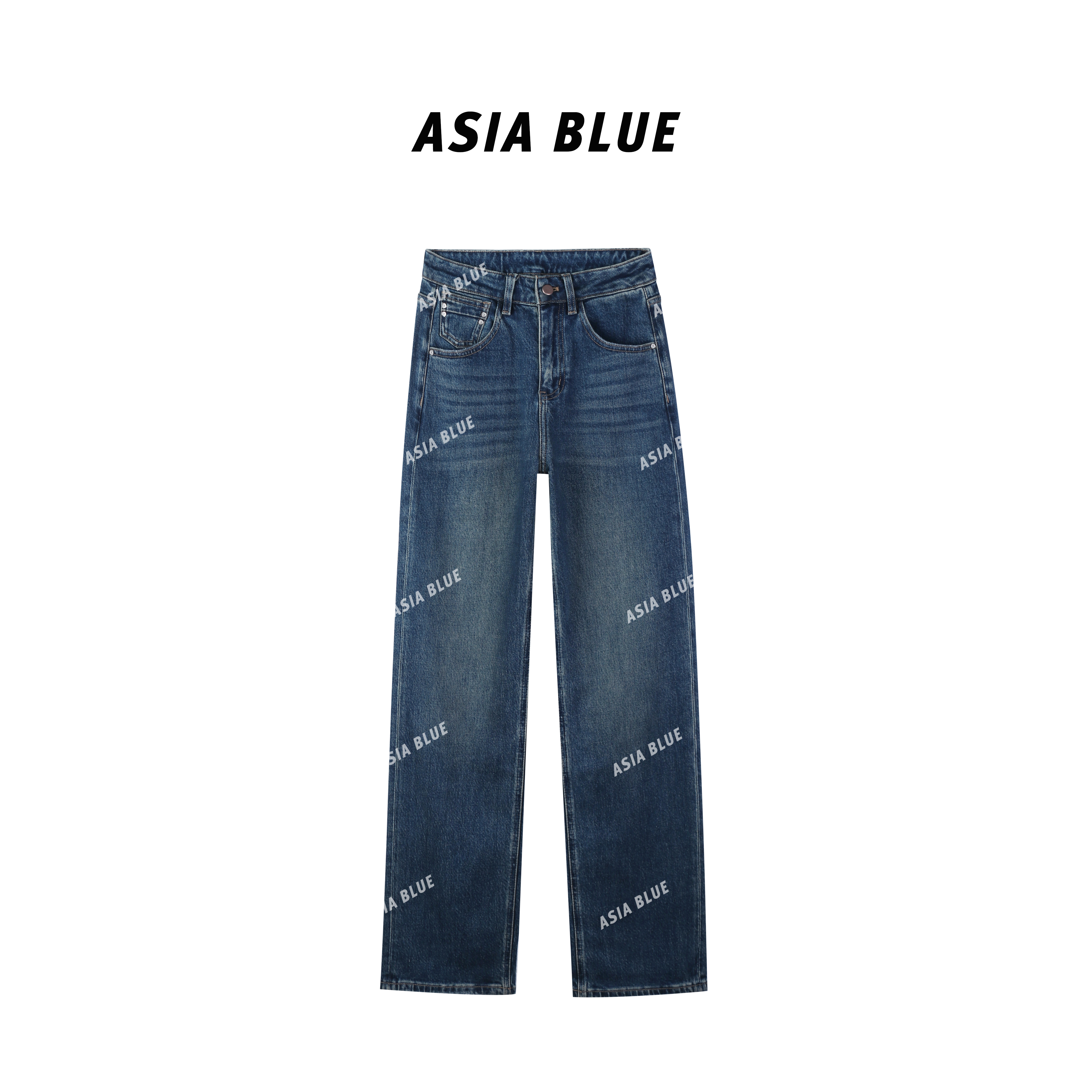 【ASIA BLUE】· 秋黎 ·秋季微弹窄版显瘦百搭拖地直筒牛仔裤YW90071
