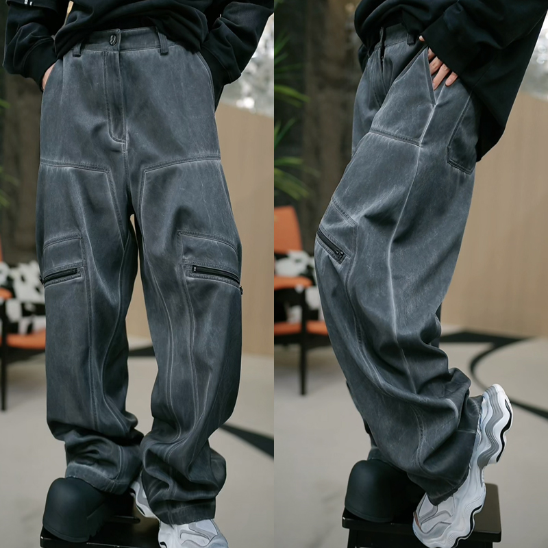 【聚】6185  定制面料！新款宽松百搭高街休闲长裤  W135-27508