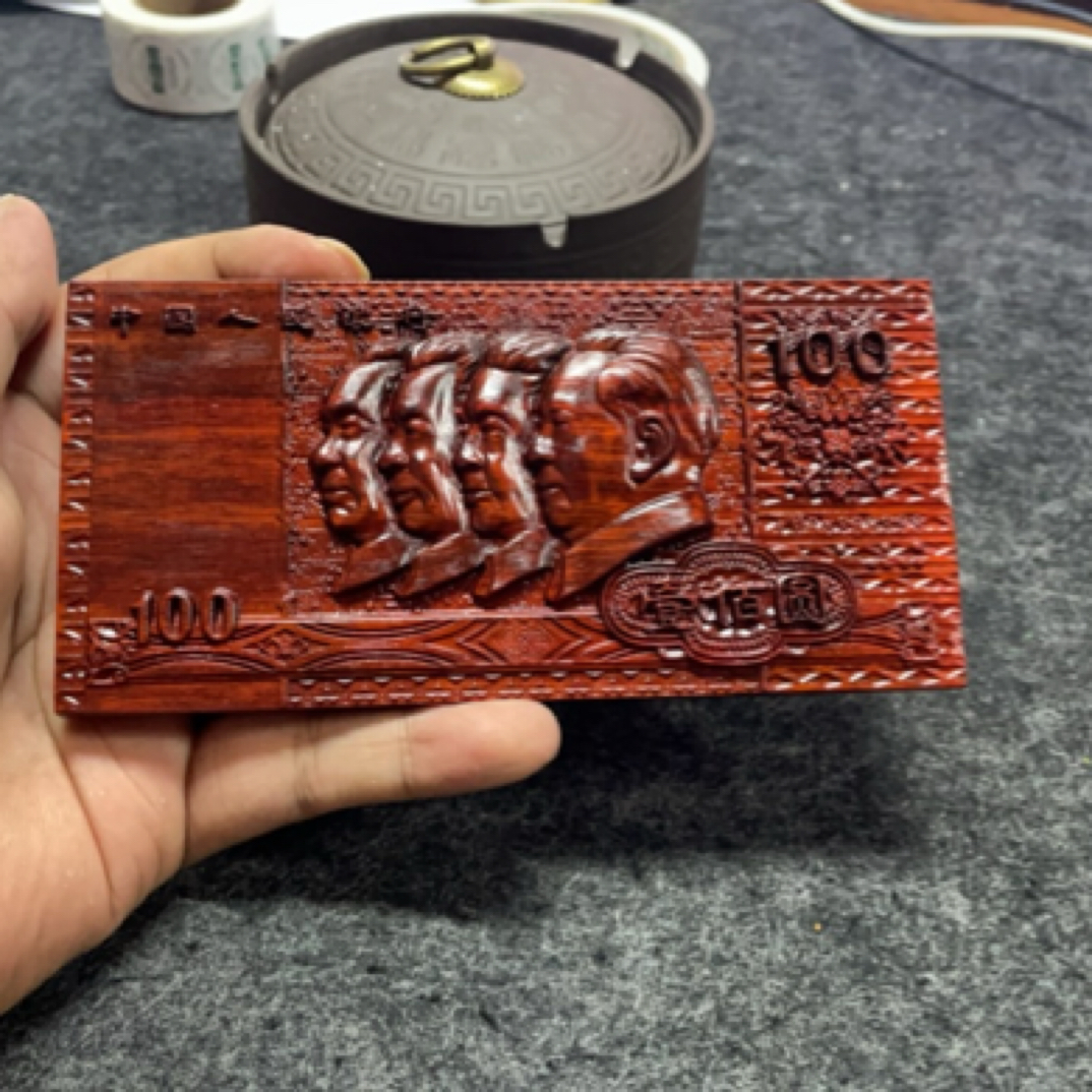 雕百元钞摆件一比一雕刻带支架纪念品摆件雕花