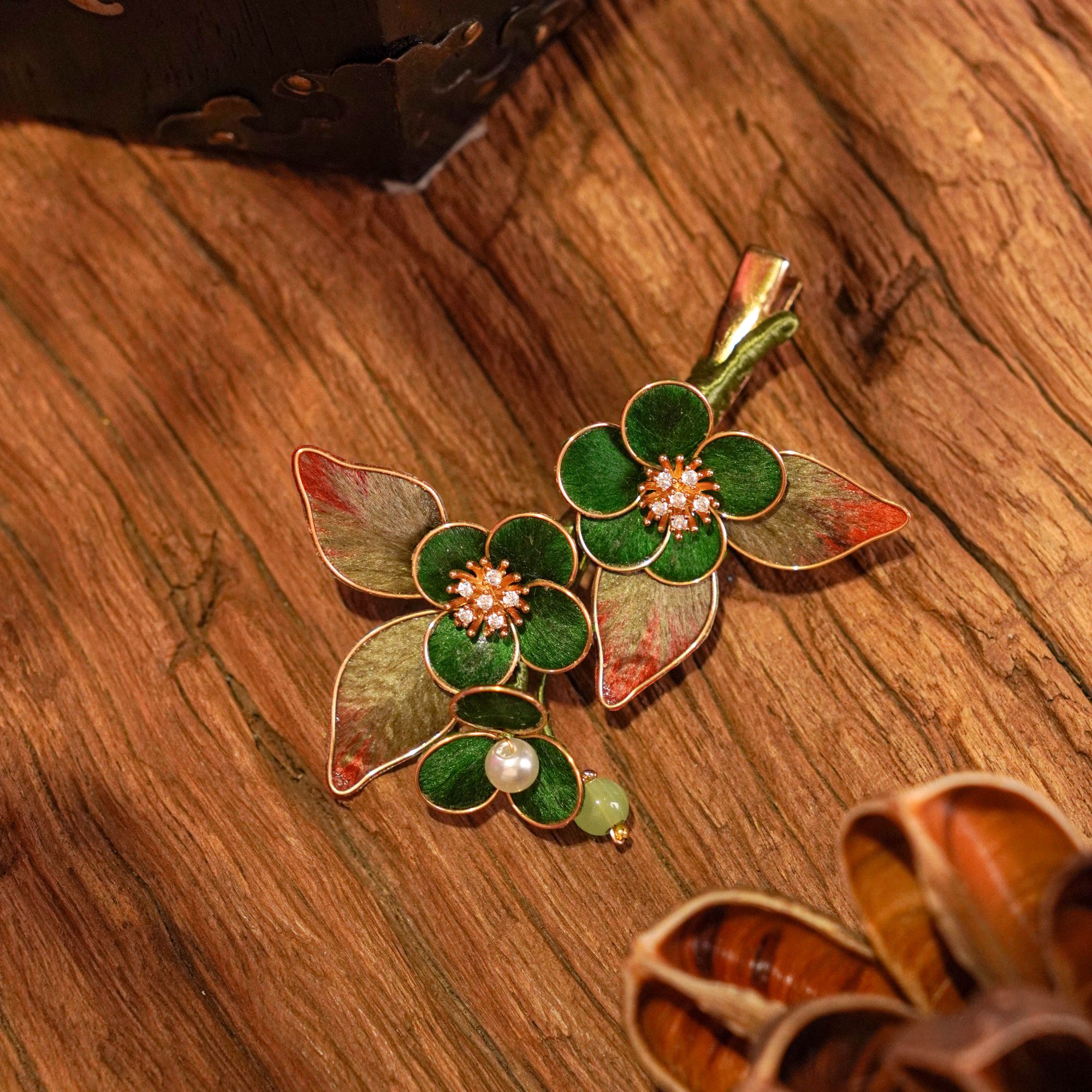 【青影】百世苏绣/非遗手工绒花边夹国风搭配送礼B115