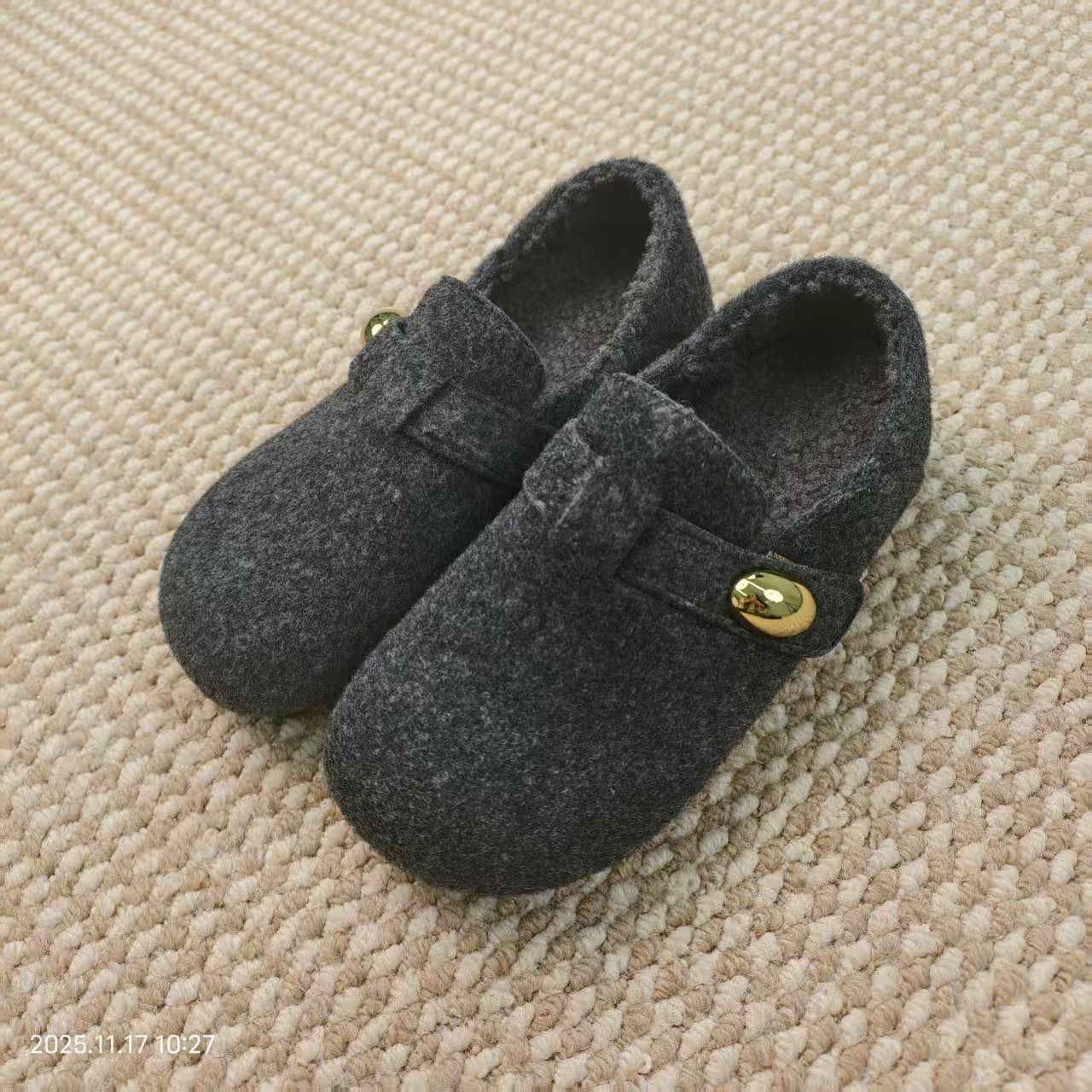 加绒勃肯鞋女款新款秋冬爆款灰色百搭外穿单鞋内增高鞋子1810