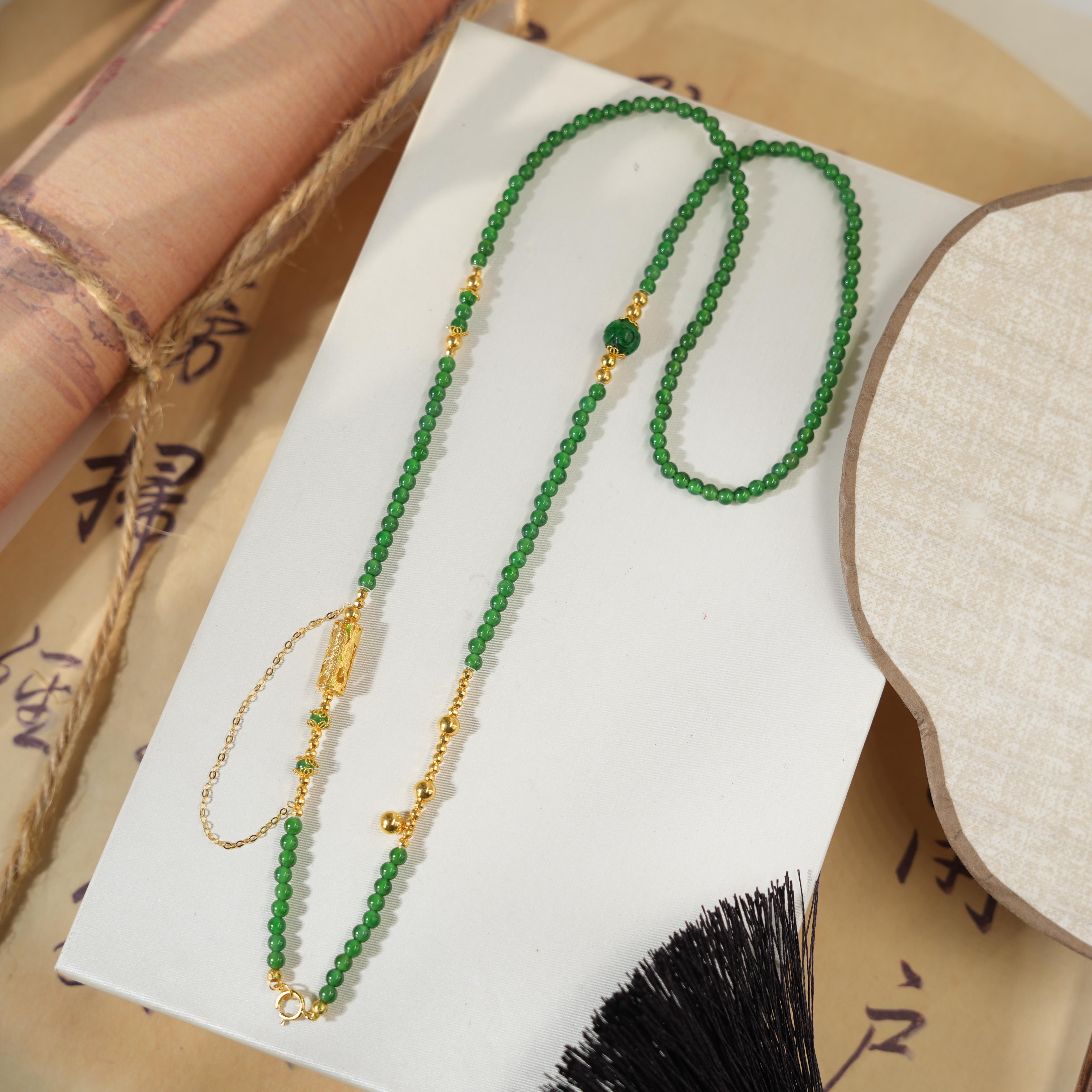 羽翡-天然A货翡翠18K金项链1