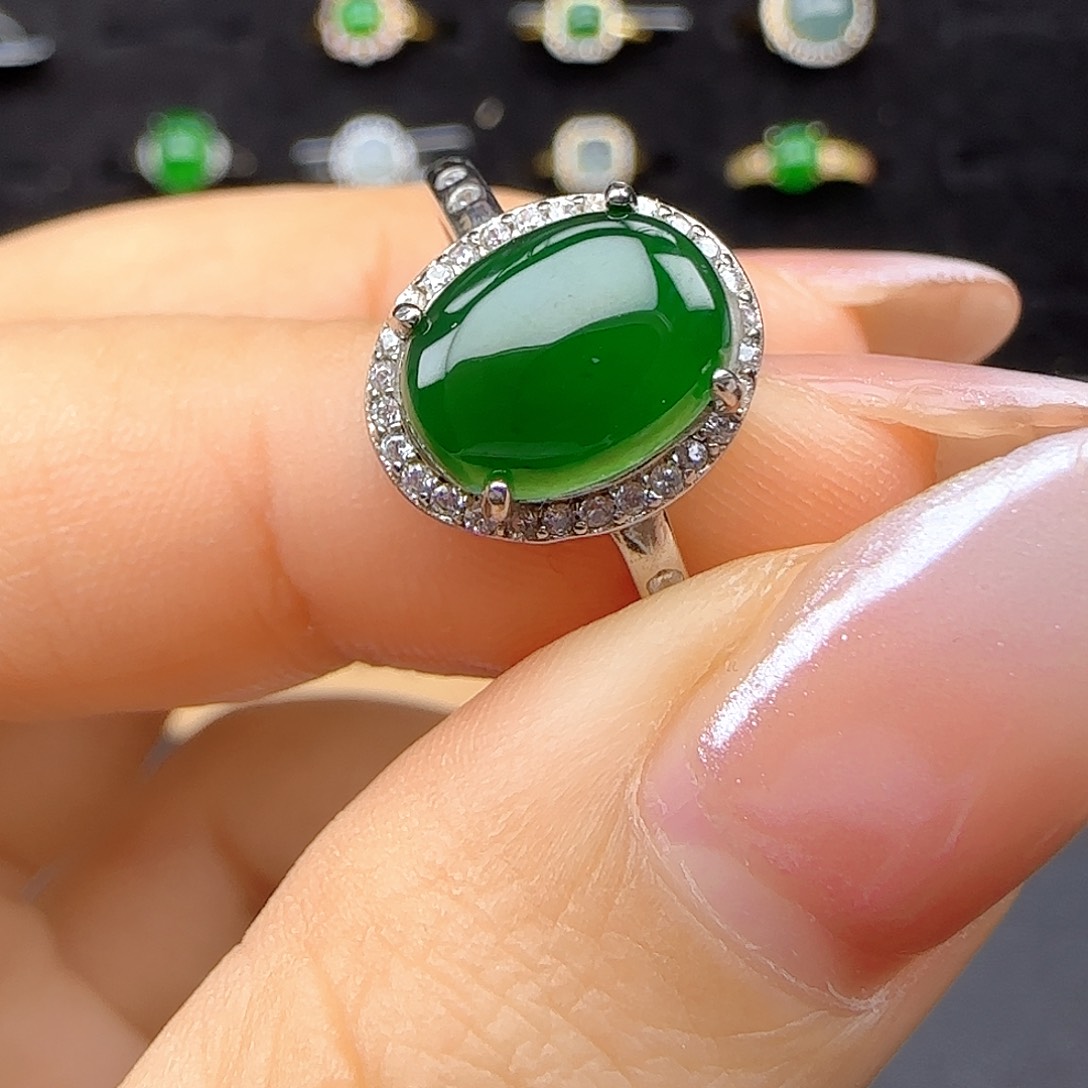 银S925镶嵌戒指翡翠缅****)