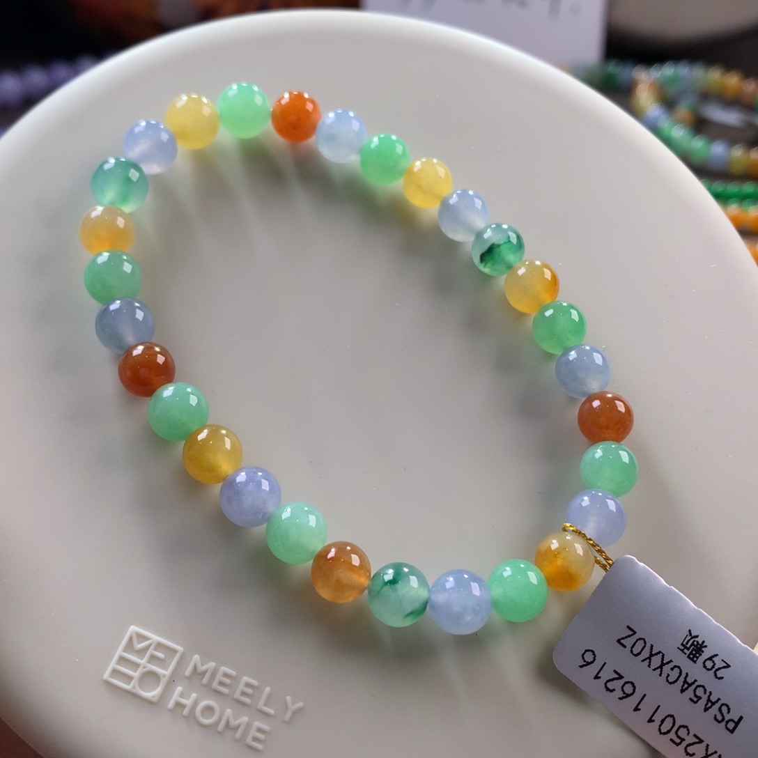 翡翠手链未镶嵌强推！浓艳彩糖果多宝，性价比高！