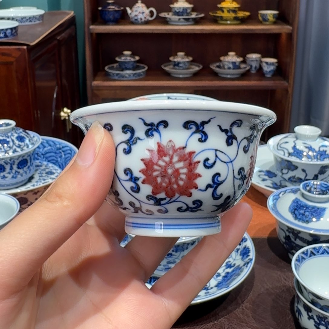 青花雯华堂手绘杯杯