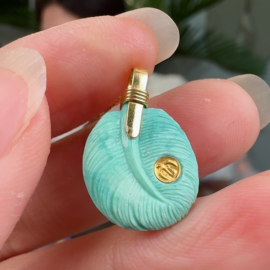 绿松石珠宝奇石18K金镶嵌