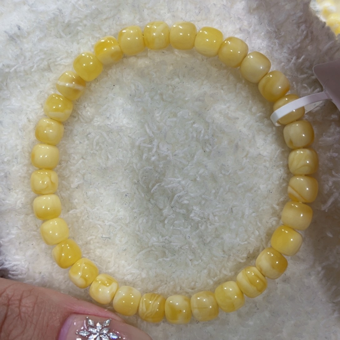 蜜蜡手链未镶嵌奶**熊6.5m妖花手串