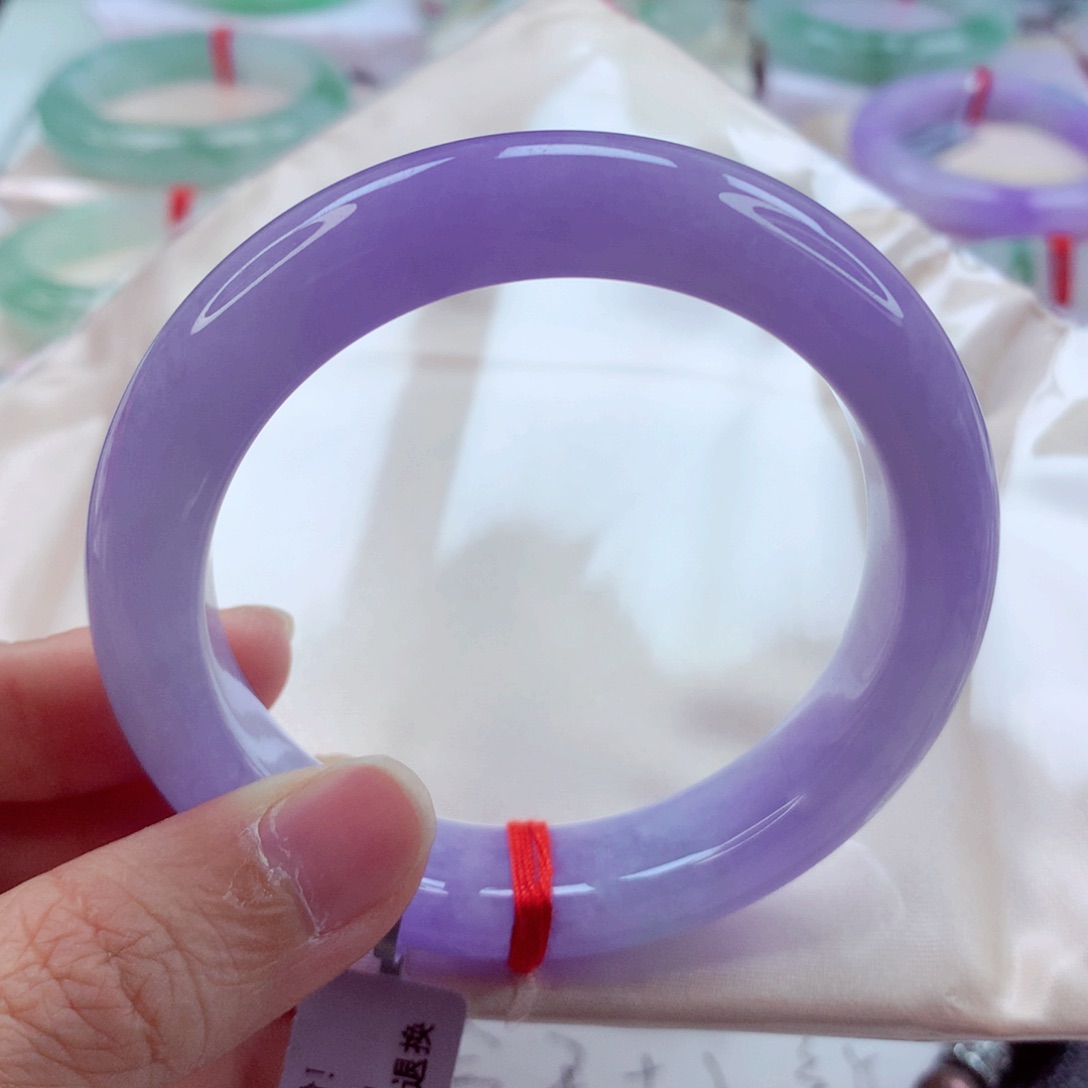 翡翠手镯未镶嵌55.2妖紫毕业紫完美一定要拍A