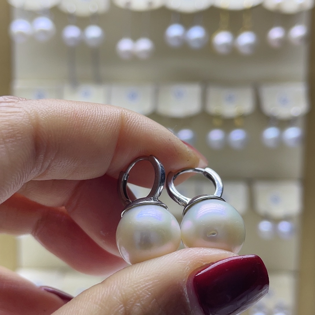 淡水珍珠耳饰银S925镶嵌