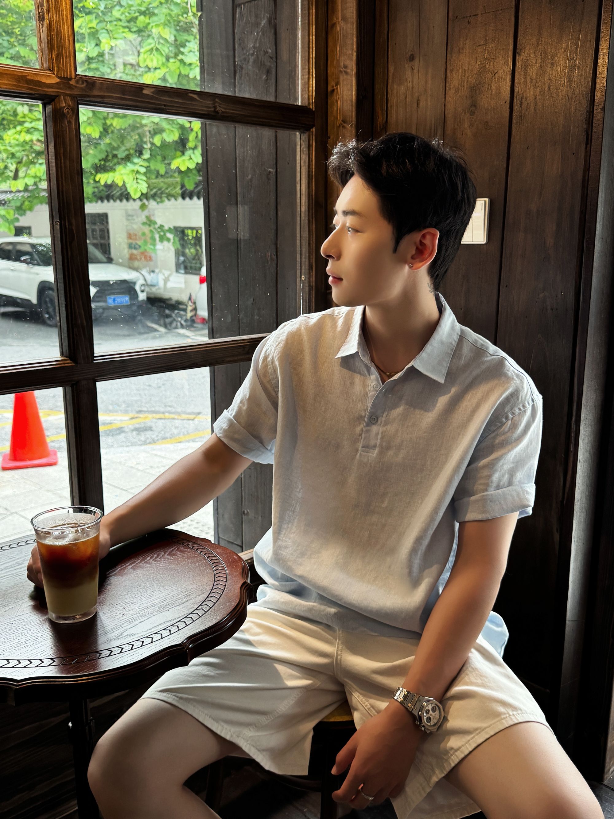 『100亚麻  高级松弛』新品夏季老钱风亚麻轻薄透气休闲短袖衬衫