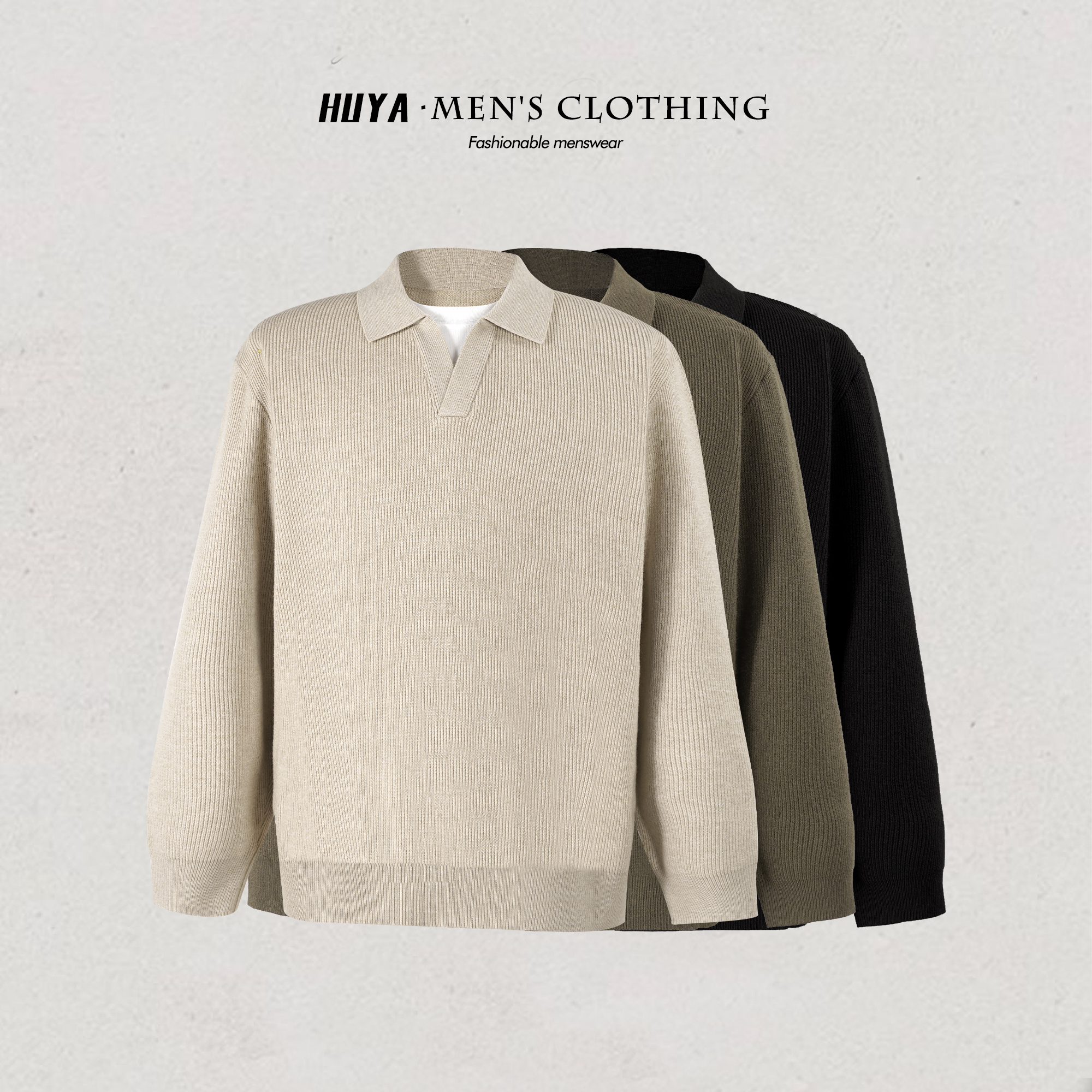 【大鹏专属】冬季V领假两件上衣男百搭撞色拼接假两件长袖毛衣M5103