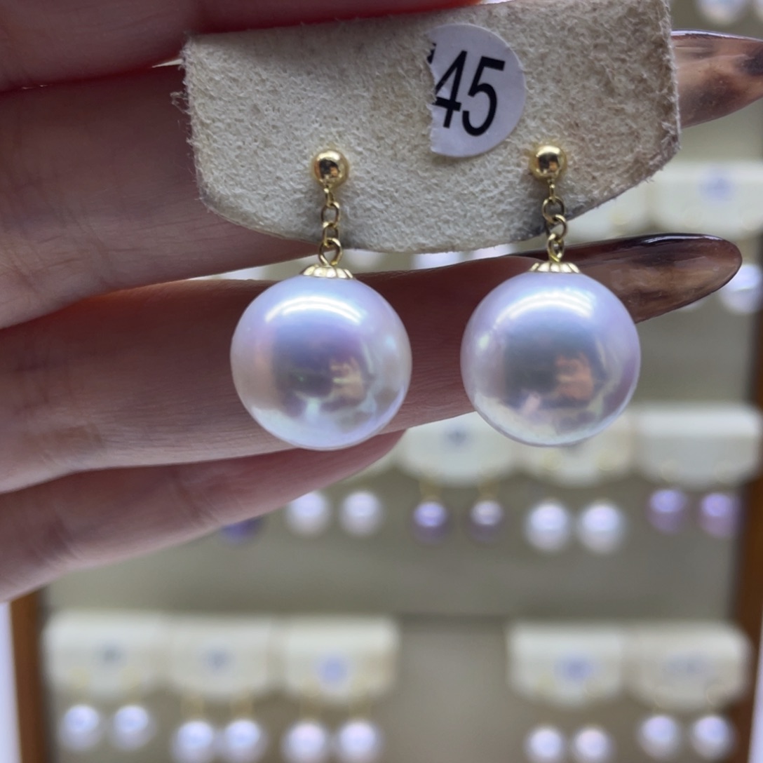 淡水珍珠耳饰18K金镶嵌