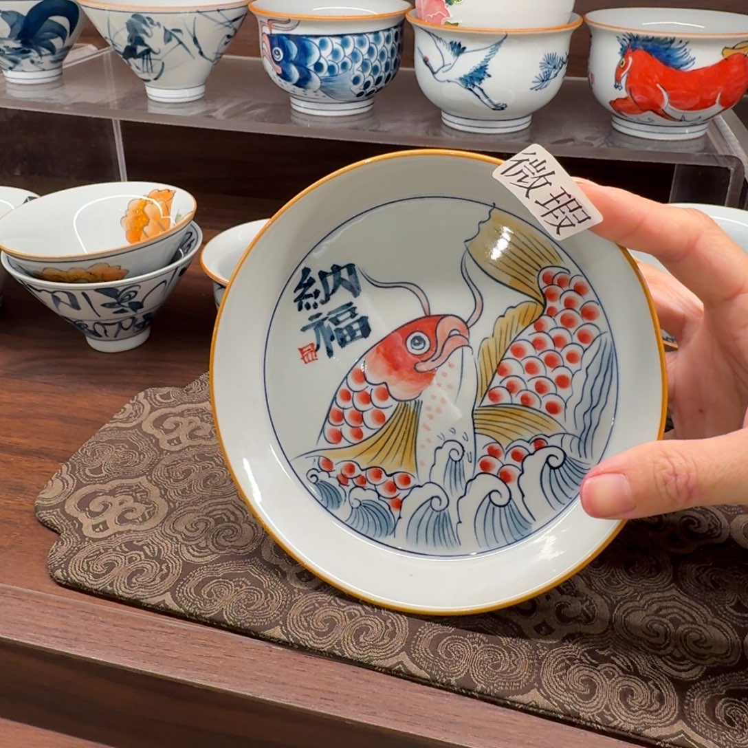 釉下手绘茶具微瑕