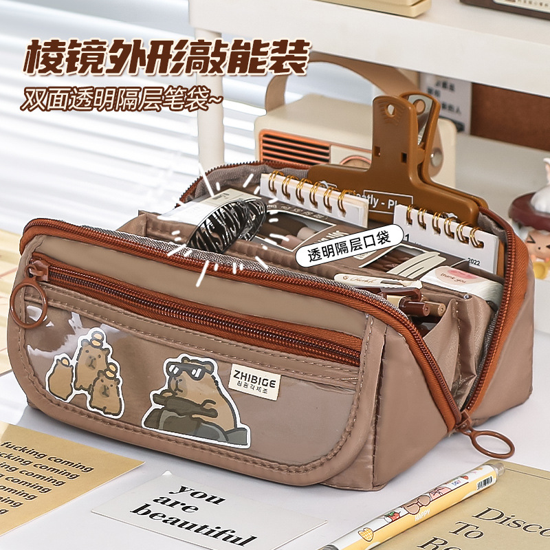 高颜值可爱卡通笔袋大容量透明装韩版风小众巨能装铅笔袋织布材质