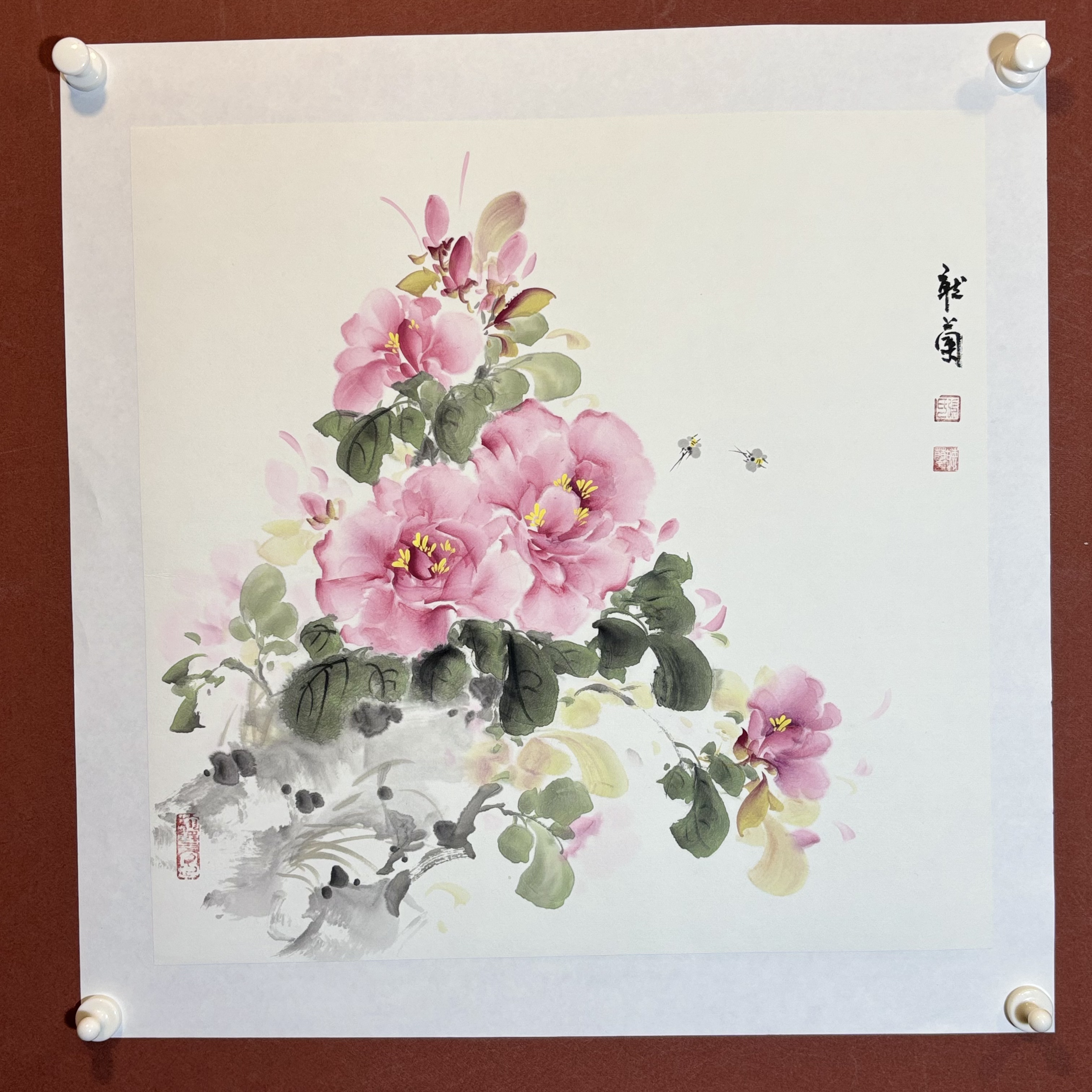 兰宝阁书画院三尺斗方纯手绘国画花鸟已拓裱画芯49:49