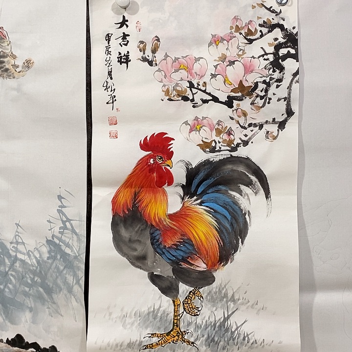 国画手绘国画大公鸡