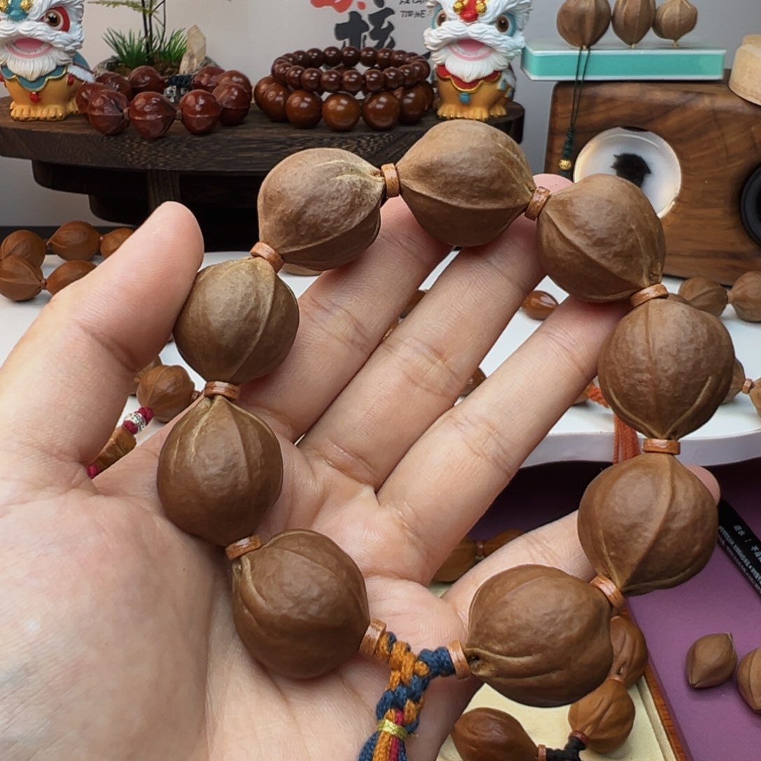 没***年橄榄核手串/手链梅林铁核22×25素串鲨鱼背