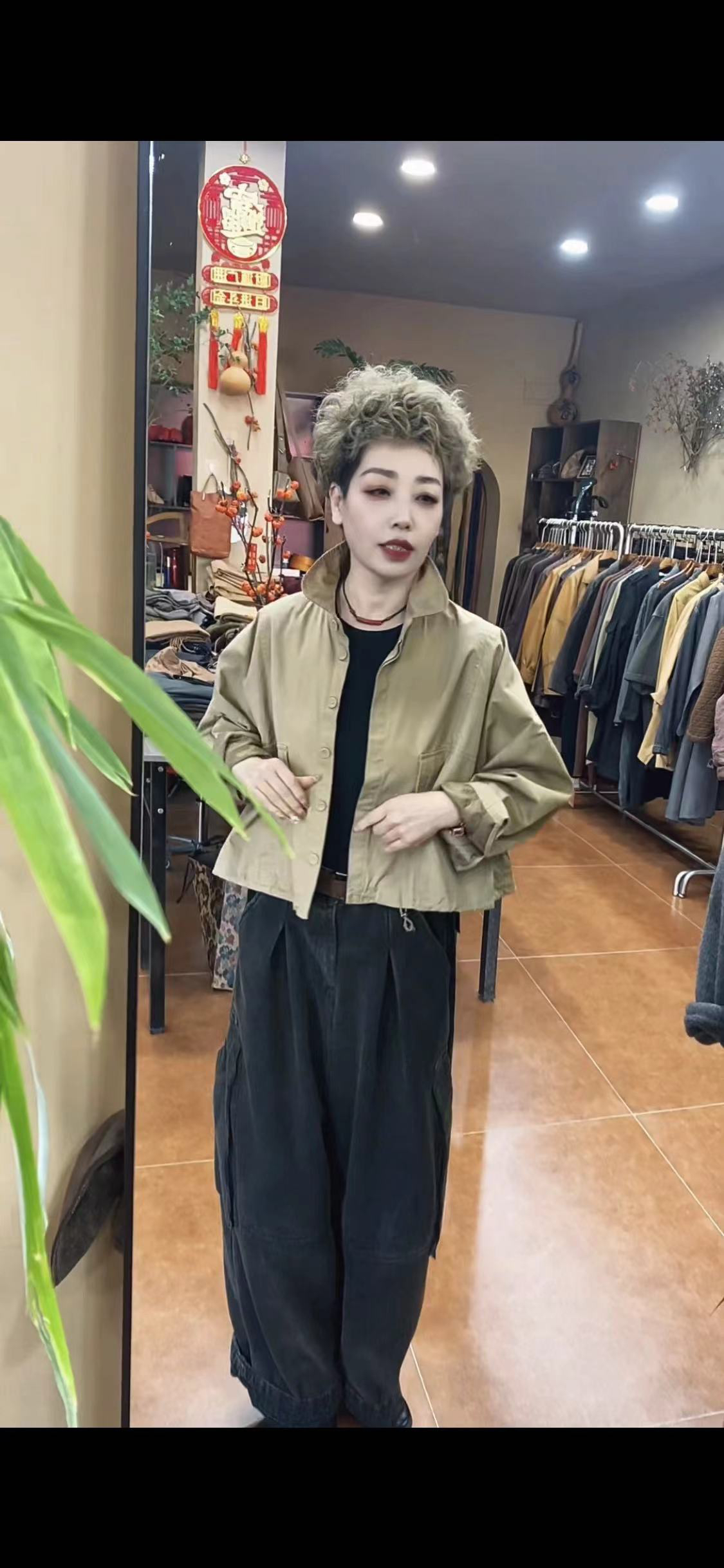 小个子福利卡其色外套