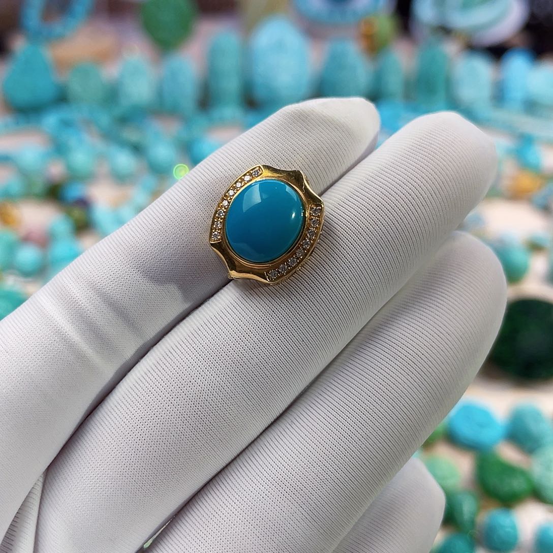 绿松石珠宝奇石18K金镶嵌