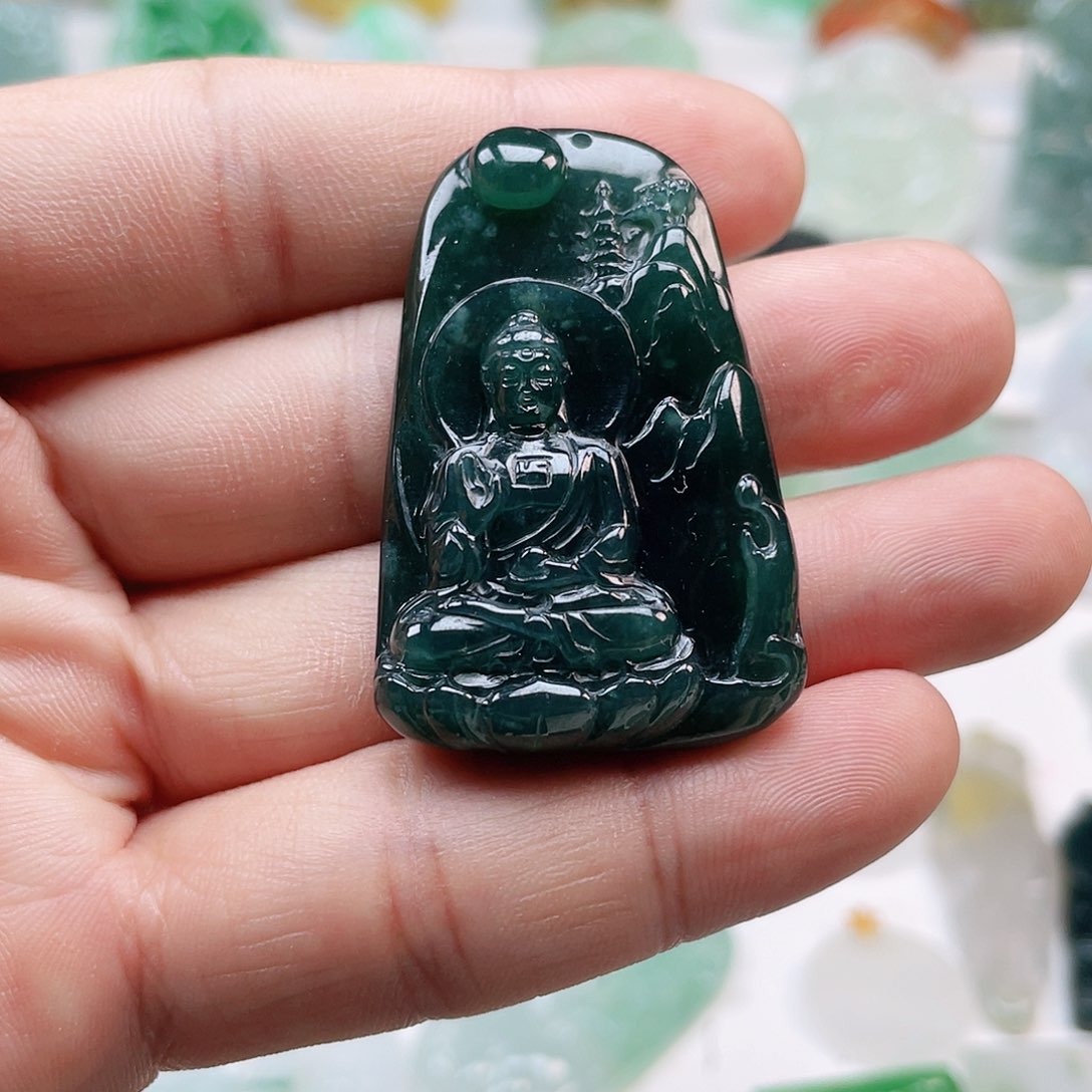 翡翠颈饰未镶嵌梦****子阿弥陀佛