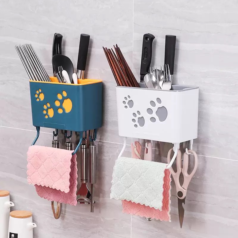 餐具沥水架收纳架筷子筒1层轻奢免打孔家用筷子架可伸缩壁挂式