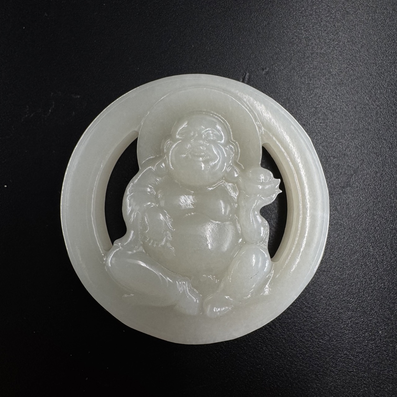 7和田白玉圆形佛佩/800561保利厦门拍卖