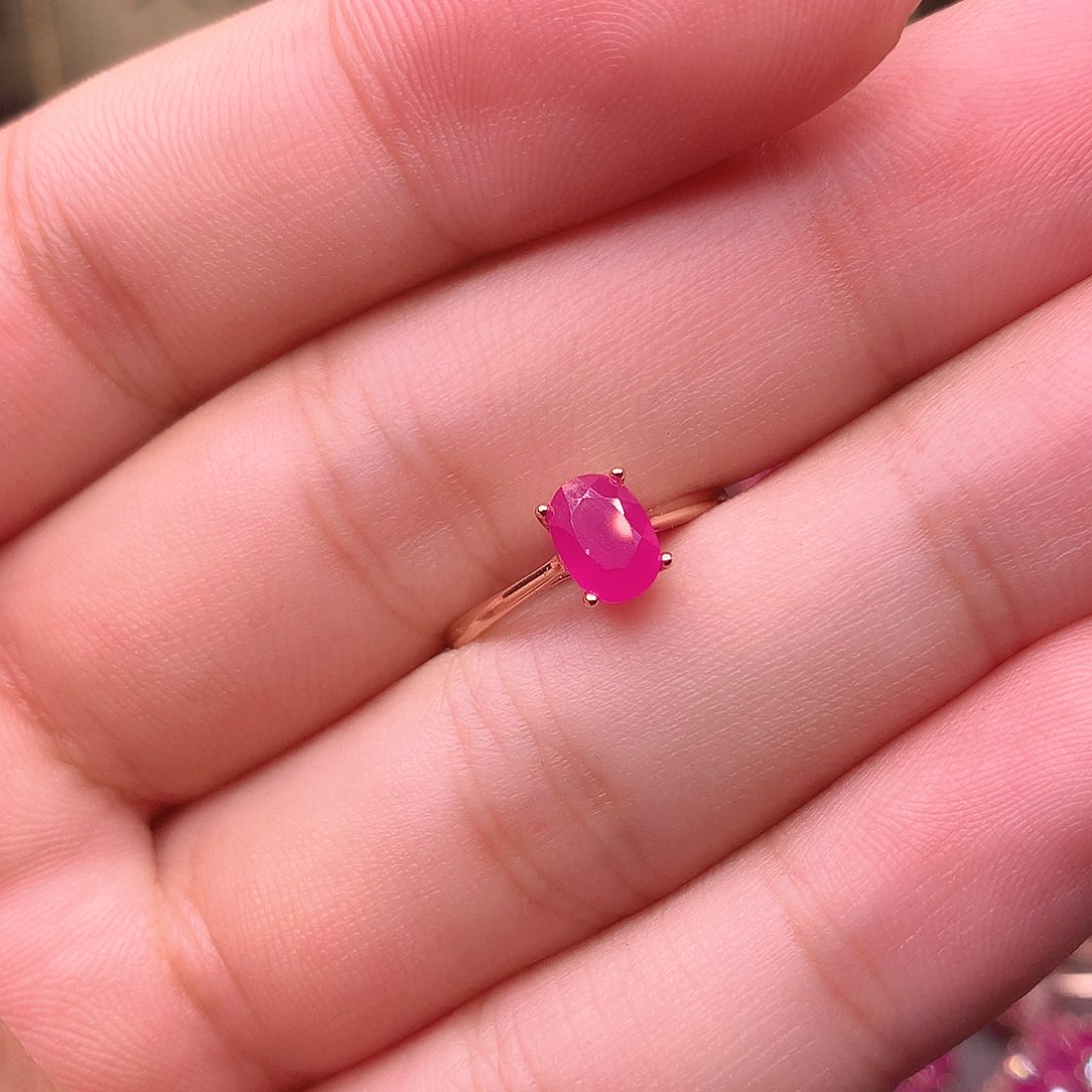 红宝石戒指银S925镶嵌