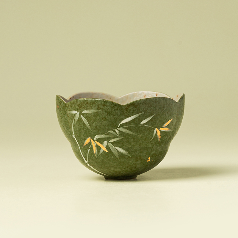 赞朴青橘功夫茶杯陶瓷纯手绘竹叶主人杯个人专用品茗杯喝茶杯茶具