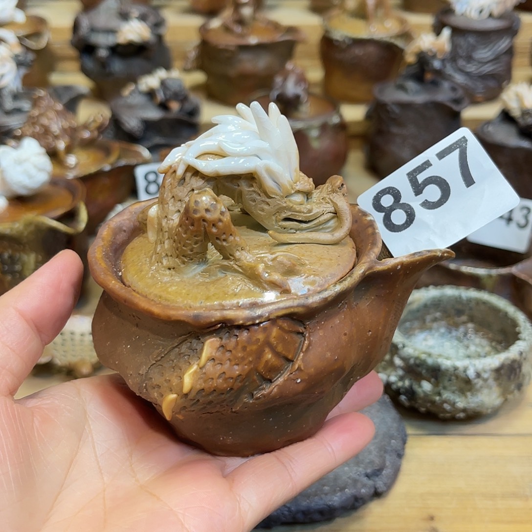 杯柴烧粗陶手捏宝瓶