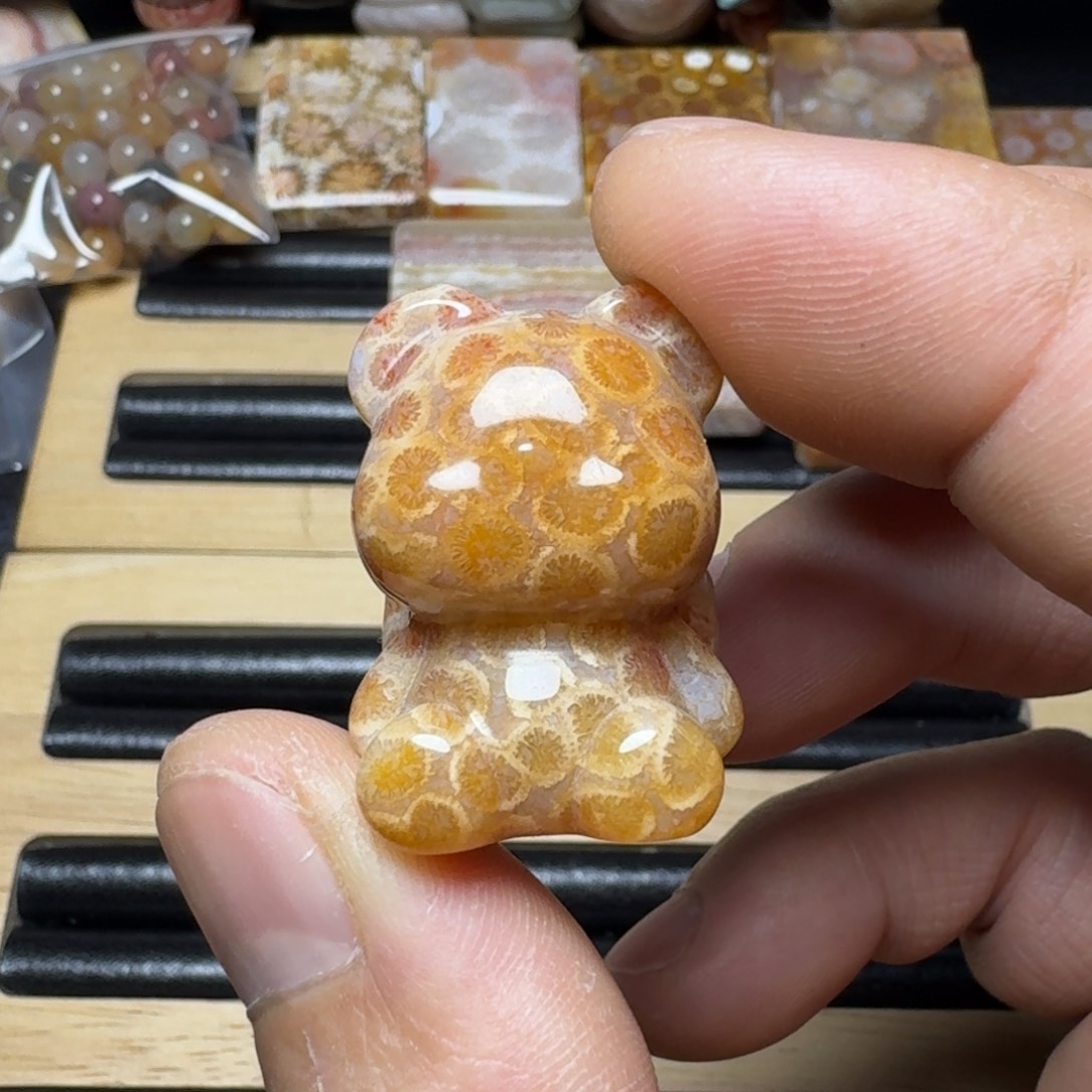 硅化珊瑚（珊瑚玉）纯天然色有机玉石未镶嵌