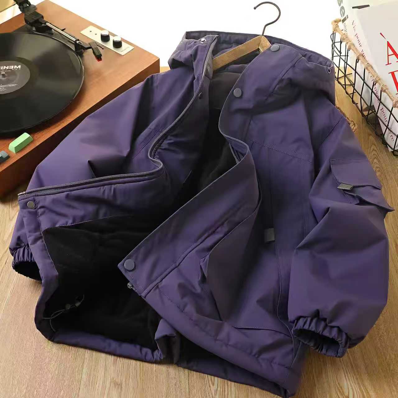 2025冬季新款加绒棉服男女运动连帽防水防风