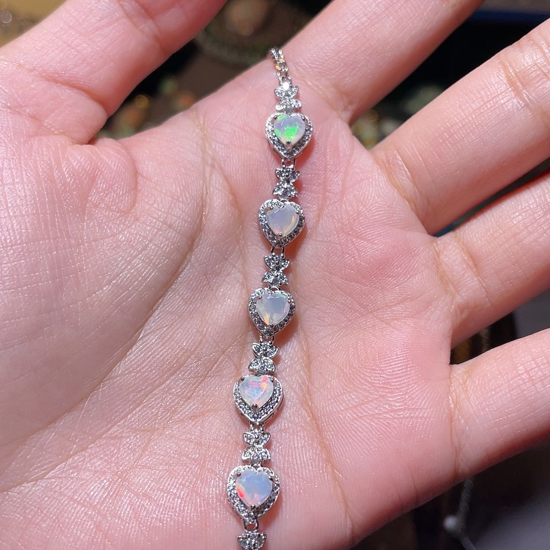 银S925镶嵌欧泊手链）?****⊰