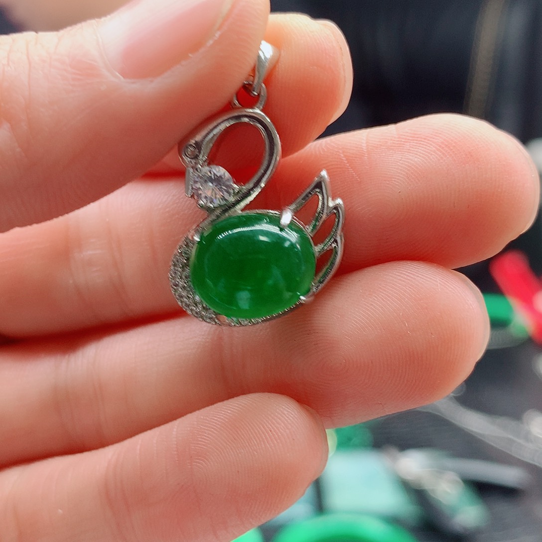 翡翠银S925镶嵌颈饰