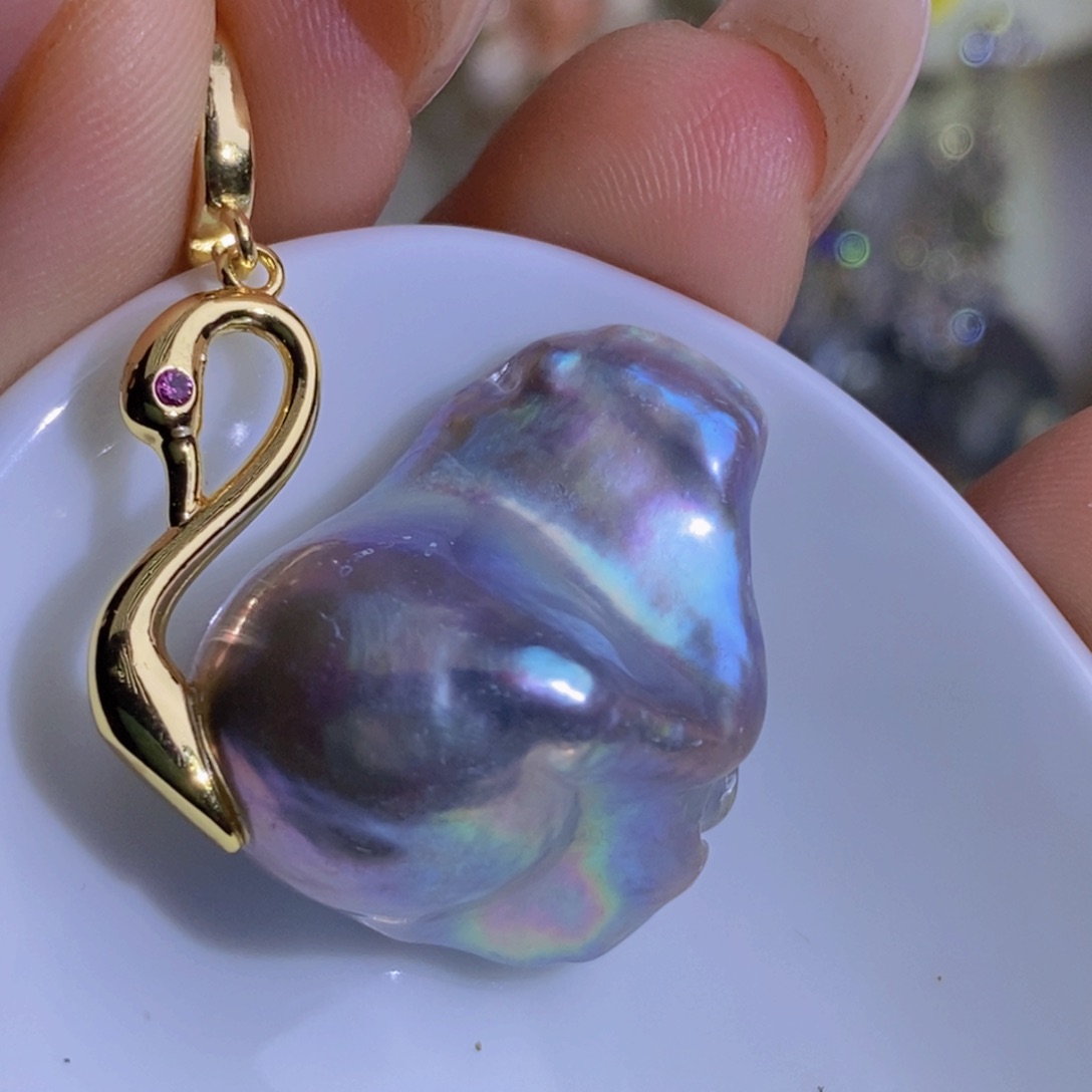 银S925镶嵌天然淡水珍珠淡水珍珠