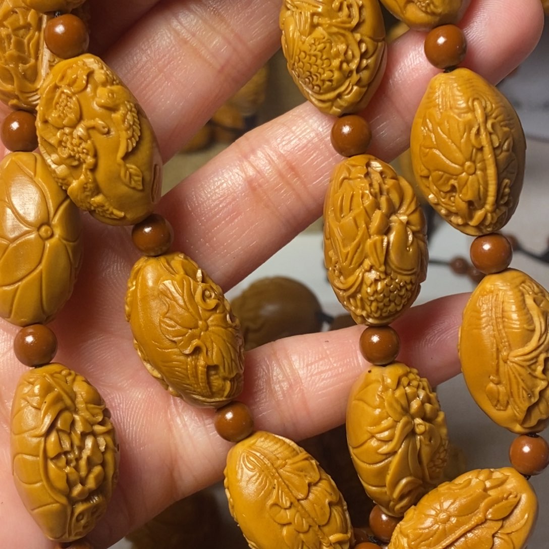 橄榄核手串/手链荷花鱼手持