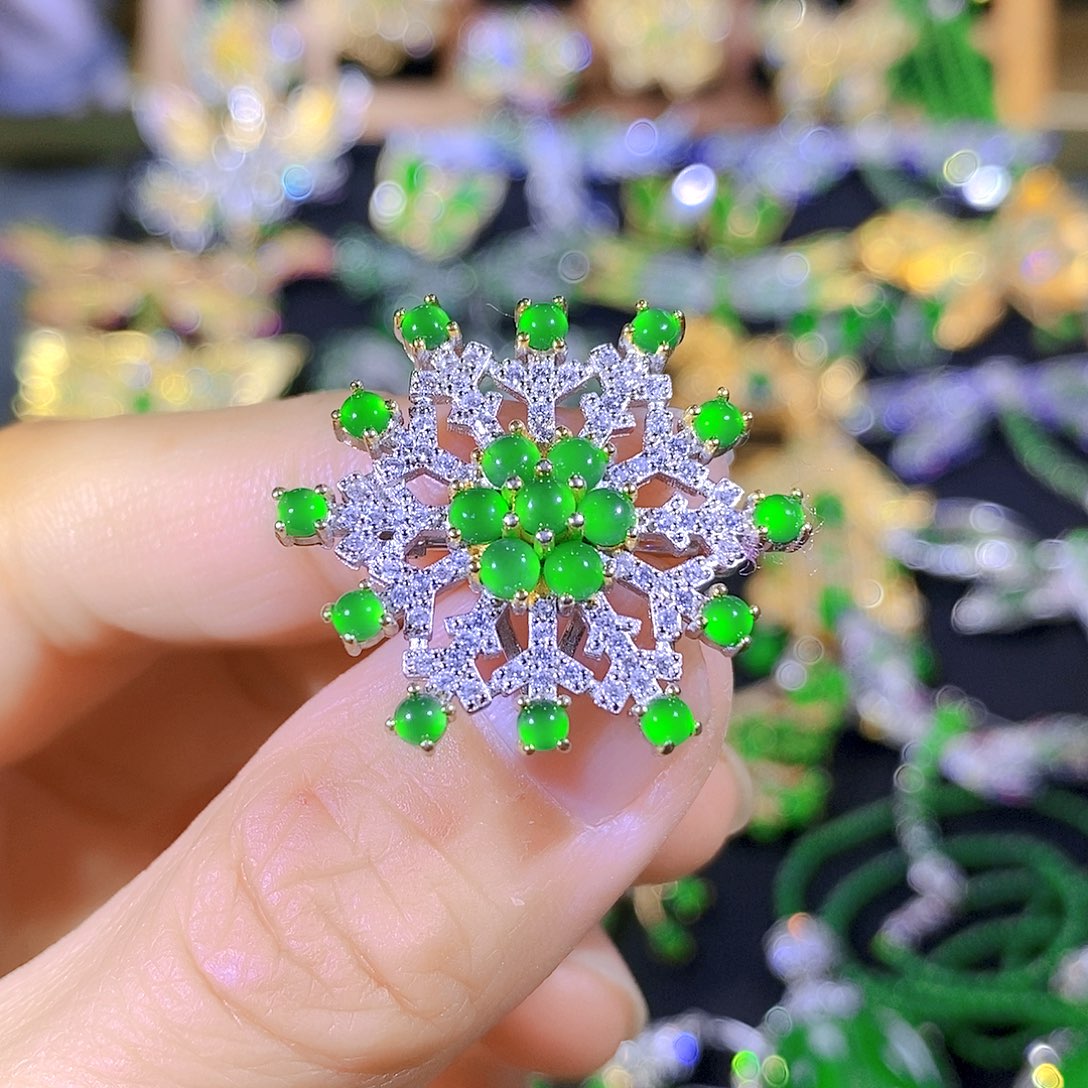 吊坠(不含链)银S925镶嵌翡翠