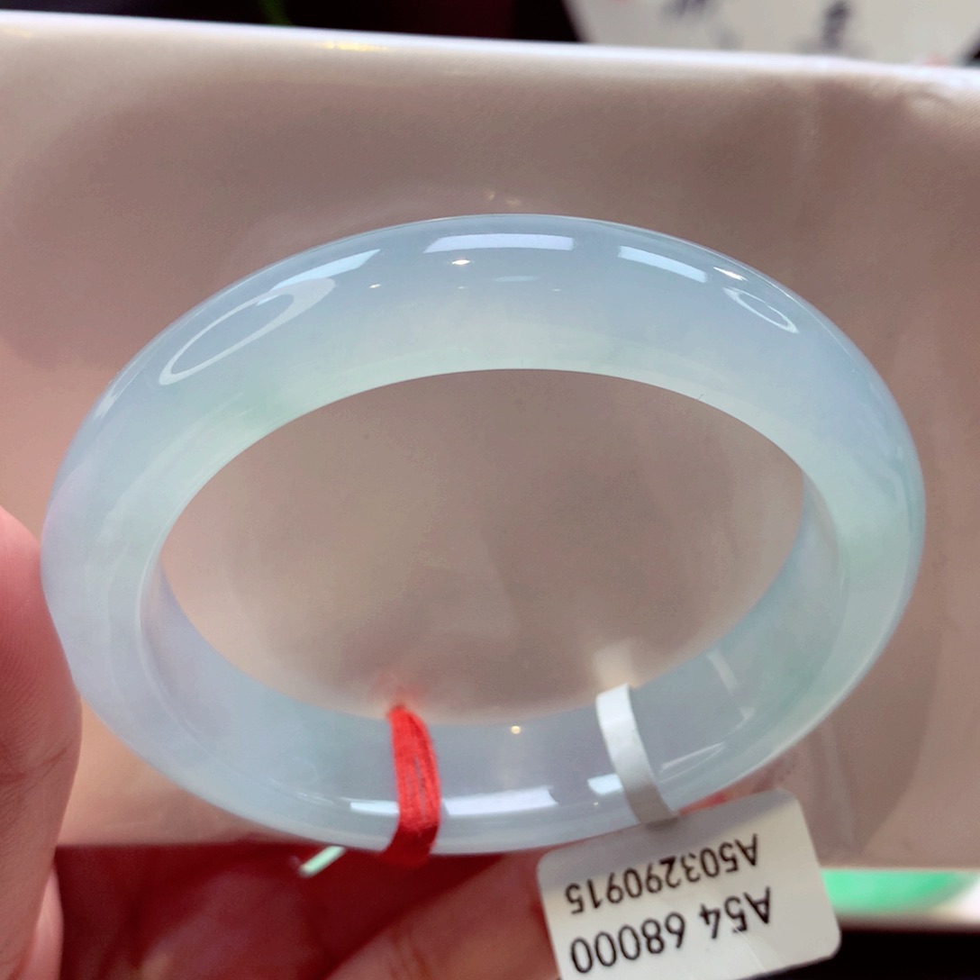 未镶嵌手镯翡翠54贵妃冰川蓝（9号）