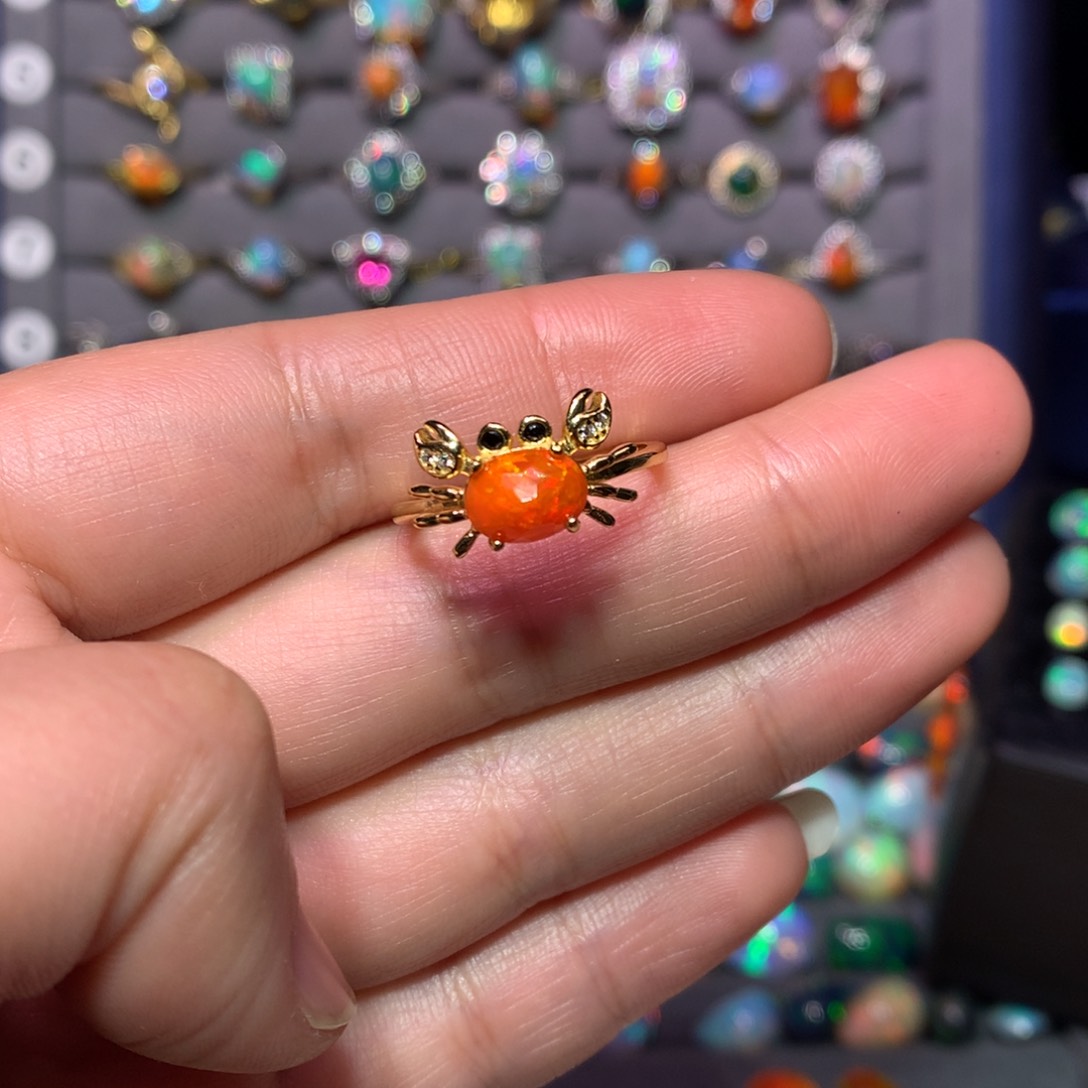 欧泊戒指款式银S925镶嵌