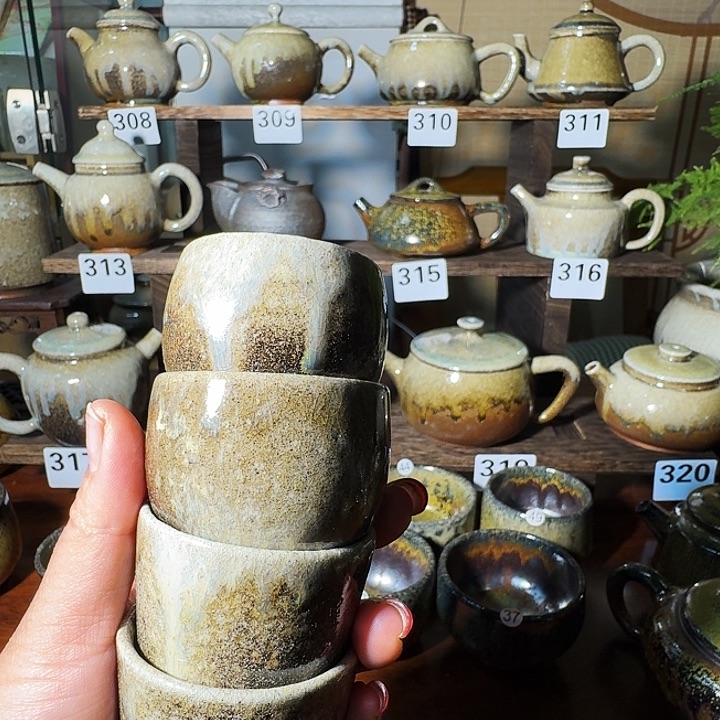 建水紫陶白泥柴烧杯乐*下