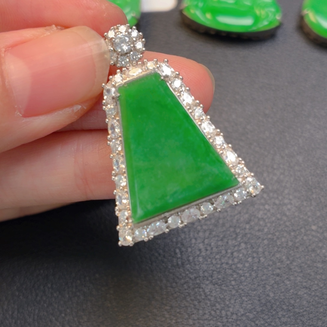 翡翠银S925镶嵌吊坠(不含链)