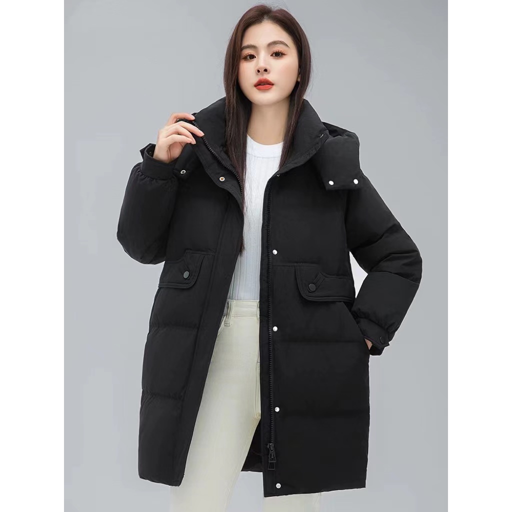 24新款女中长款可拆卸帽休闲加厚棉服