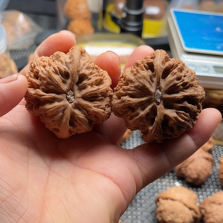 火***晶把件桃核球筋边3500