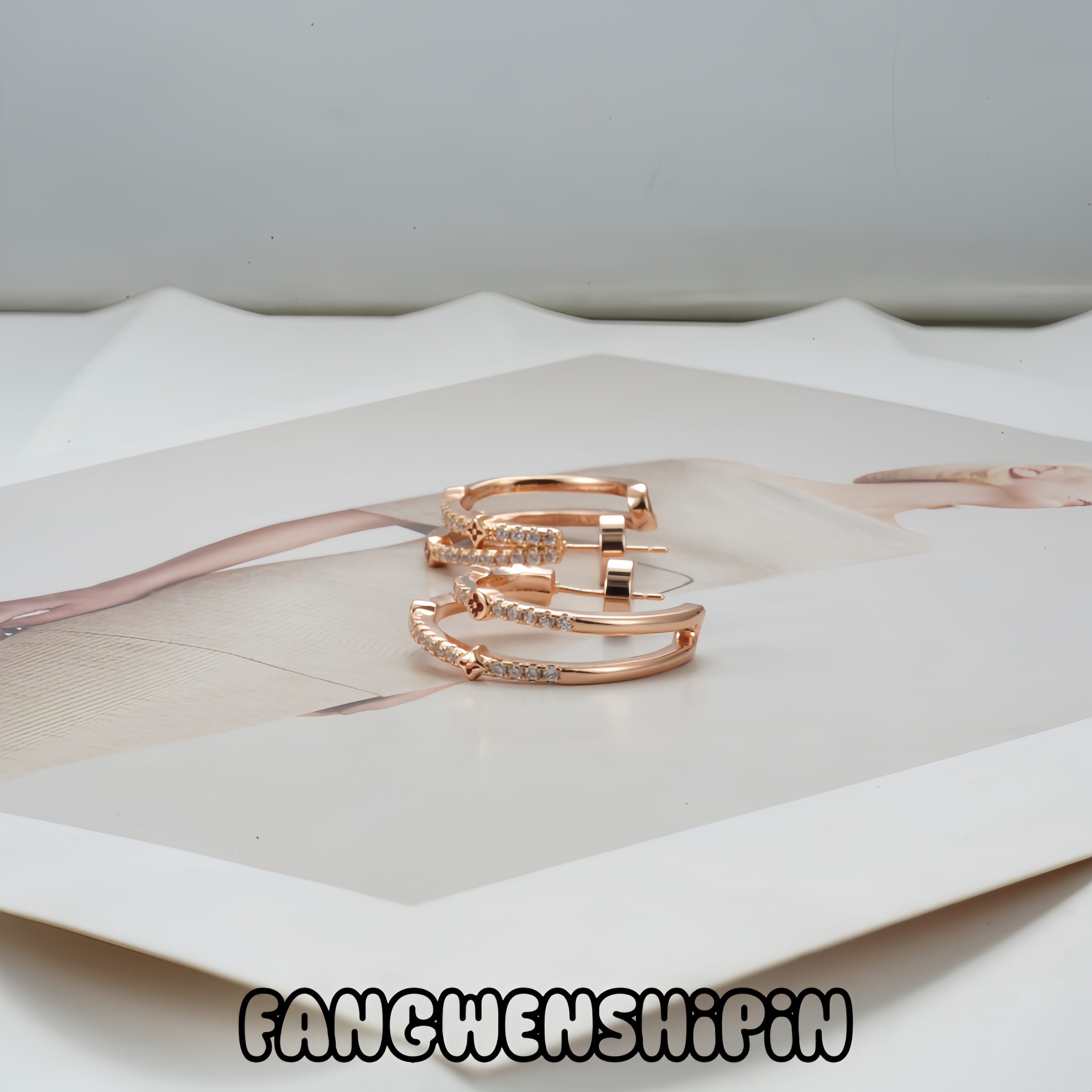 铜合金锆石耳饰 【镀K金】【925银针】耳环5120