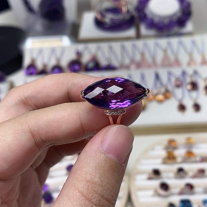 紫晶戒指银S925镶嵌紫水晶戒指