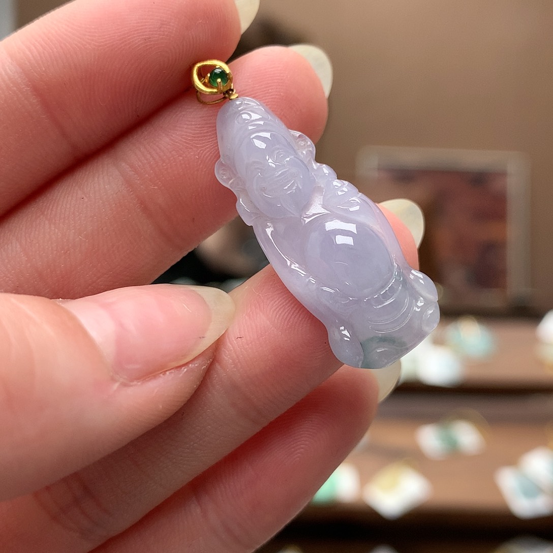 翡翠吊坠(不含链)18K金镶嵌