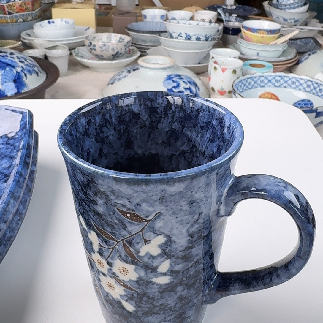 瓷蓝樱花马克杯300毫升